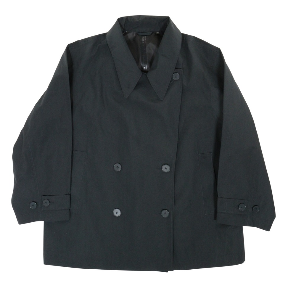 Uniqlo U Trench Coat Women XXL Blocktech Double Breasted Short Jacket Black